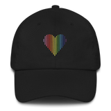 Gilbert Baker Pride Heart Lines Hat: Embroidered Pride Gradient Cap