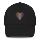 Lesbian Heart Lines Hat: Embroidered Pride Gradient Cap