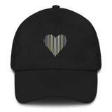 Demigender Heart Lines Hat: Embroidered Pride Gradient Cap