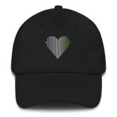 Genderqueer Heart Lines Hat: Embroidered Pride Gradient Cap