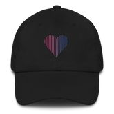 Bisexual Heart Lines Hat: Embroidered Pride Gradient Cap