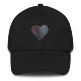 Bigender Heart Lines Hat: Embroidered Pride Gradient Cap