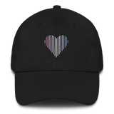 Bigender Heart Lines Hat: Embroidered Pride Gradient Cap