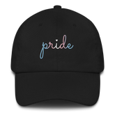Transgender Pride Hat: Cursive 'Pride' in Gradient Colors