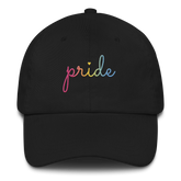 Pansexual Pride Hat: Cursive 'Pride' in Gradient Colors