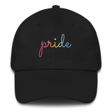 Pansexual Pride Hat: Cursive 'Pride' in Gradient Colors