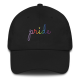 Gilbert Baker Pride Hat: Cursive 'Pride' in Gradient Colors
