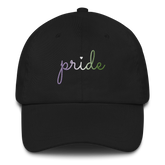 Genderqueer Pride Hat: Cursive 'Pride' in Gradient Colors