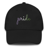 Genderqueer Pride Hat: Cursive 'Pride' in Gradient Colors