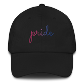 Bisexual Pride Hat: Cursive 'Pride' in Gradient Colors
