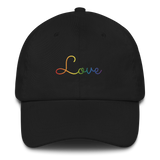 Pride Love Script Hat: Elegantly Embroidered Pride Cap