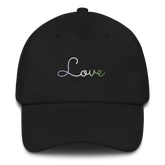 Genderqueer Love Script Hat: Elegantly Embroidered Pride Cap