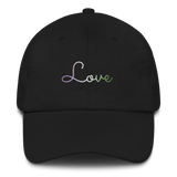 Genderqueer Love Script Hat: Elegantly Embroidered Pride Cap