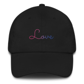 Bisexual Love Script Hat: Elegantly Embroidered Pride Cap