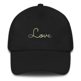 Demigender Love Script Hat: Elegantly Embroidered Pride Cap