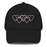 Transgender Pride Hat: Interlaced Heart Outlines Embroidered Cap
