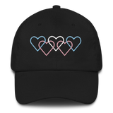 Transgender Pride Hat: Interlaced Heart Outlines Embroidered Cap
