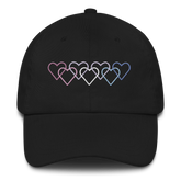 Bigender Pride Hat: Interlaced Heart Outlines Embroidered Cap