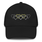 Demigender Pride Hat: Interlaced Heart Outlines Embroidered Cap