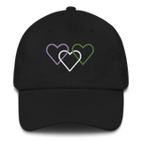 Genderqueer Pride Hat: Interlaced Heart Outlines Embroidered Cap