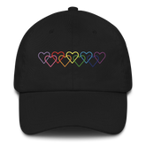 Gilbert Baker Pride Hat: Interlaced Heart Outlines Embroidered Cap