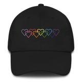 Gilbert Baker Pride Hat: Interlaced Heart Outlines Embroidered Cap