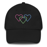 Polysexual Pride Hat: Interlaced Heart Outlines Embroidered Cap