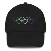 Gay Pride Hat: Interlaced Heart Outlines Embroidered Cap