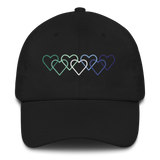 Gay Pride Hat: Interlaced Heart Outlines Embroidered Cap