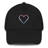 Bigender Heart Hat: Embroidered Pride Cap