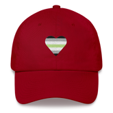 Agender Flag Embroidered Heart Hat: Celebratory LGBTQ+ Pride Design