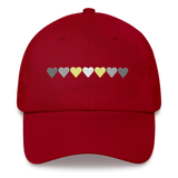 Embroidered Demigender Hat: Pride Flag Horizontal Heart Design