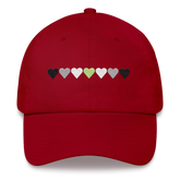 Embroidered Agender Hat: Pride Flag Horizontal Heart Design
