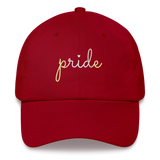 Pangender Pride Hat: Cursive 'Pride' in Gradient Colors