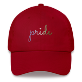 Genderqueer Pride Hat: Cursive 'Pride' in Gradient Colors