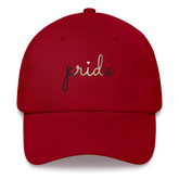 Agender Pride Hat: Cursive 'Pride' in Gradient Colors