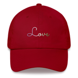 Genderqueer Love Script Hat: Elegantly Embroidered Pride Cap