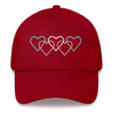 Transgender Pride Hat: Interlaced Heart Outlines Embroidered Cap