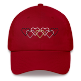Agender Pride Hat: Interlaced Heart Outlines Embroidered Cap