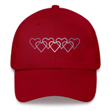 Bigender Pride Hat: Interlaced Heart Outlines Embroidered Cap
