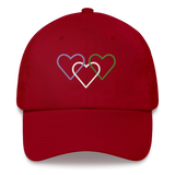 Genderqueer Pride Hat: Interlaced Heart Outlines Embroidered Cap