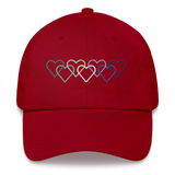 Gay Pride Hat: Interlaced Heart Outlines Embroidered Cap