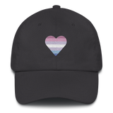 Bigender Flag Embroidered Heart Hat: Celebratory LGBTQ+ Pride Design