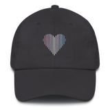 Bigender Heart Lines Hat: Embroidered Pride Gradient Cap