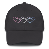 Bigender Pride Hat: Interlaced Heart Outlines Embroidered Cap