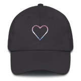 Bigender Heart Hat: Embroidered Pride Cap