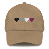 Embroidered Asexual Hat: Pride Flag Horizontal Heart Design