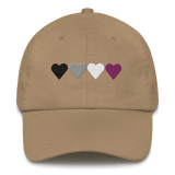 Embroidered Asexual Hat: Pride Flag Horizontal Heart Design