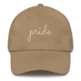 Pangender Pride Hat: Cursive 'Pride' in Gradient Colors