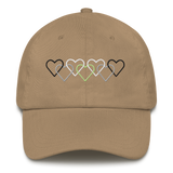 Agender Pride Hat: Interlaced Heart Outlines Embroidered Cap